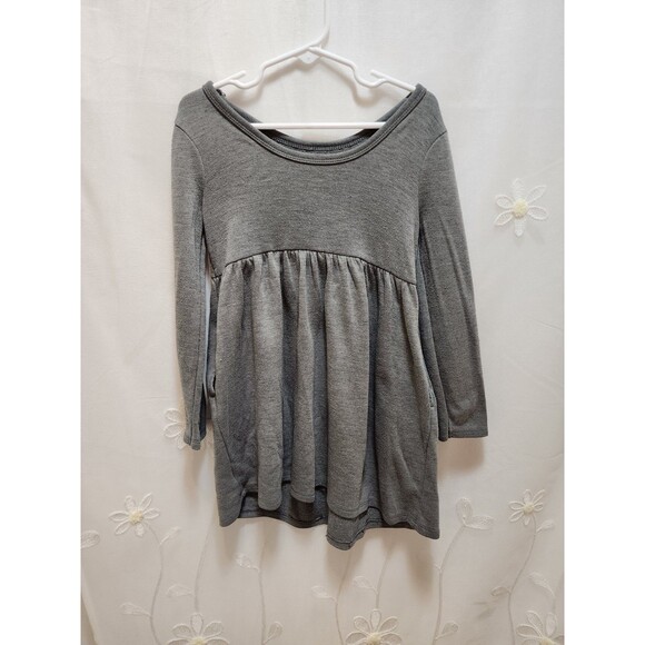 CAT & JACK GIRLS 5T GREY LONG SLEEVE DRESS DRAPEY SOFT COZY NUETRAL PLAIN KIDS - Picture 9 of 12